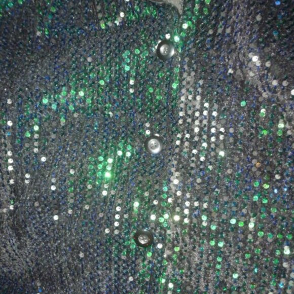 PLUS SIZE Emerald Green sequin Blazer- mini dress  Sz 26 - Picture 8 of 12